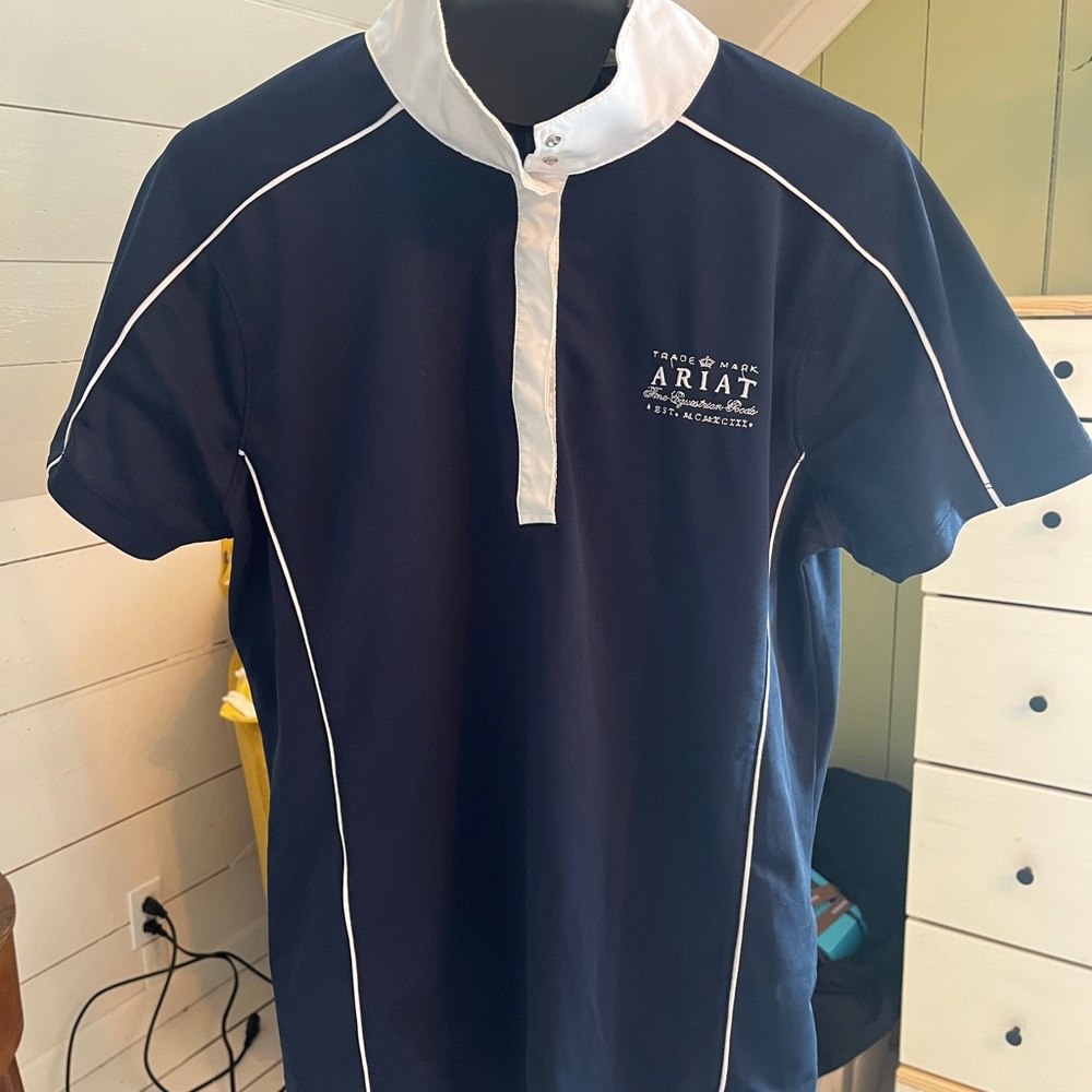 EUC Ariat Navy and White Riding Top
